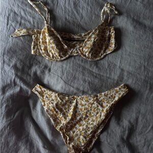 Floral Bikini Set in Yellow and White